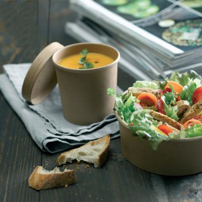 Высококачественная одноразовая миска для супа из крафт-бумаги на вынос