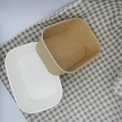 Прямоугольная миска из крафт-бумаги с крышкой